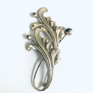 1940s Forstner Sterling Silver Leaf Berry Brooch Vintage Pin